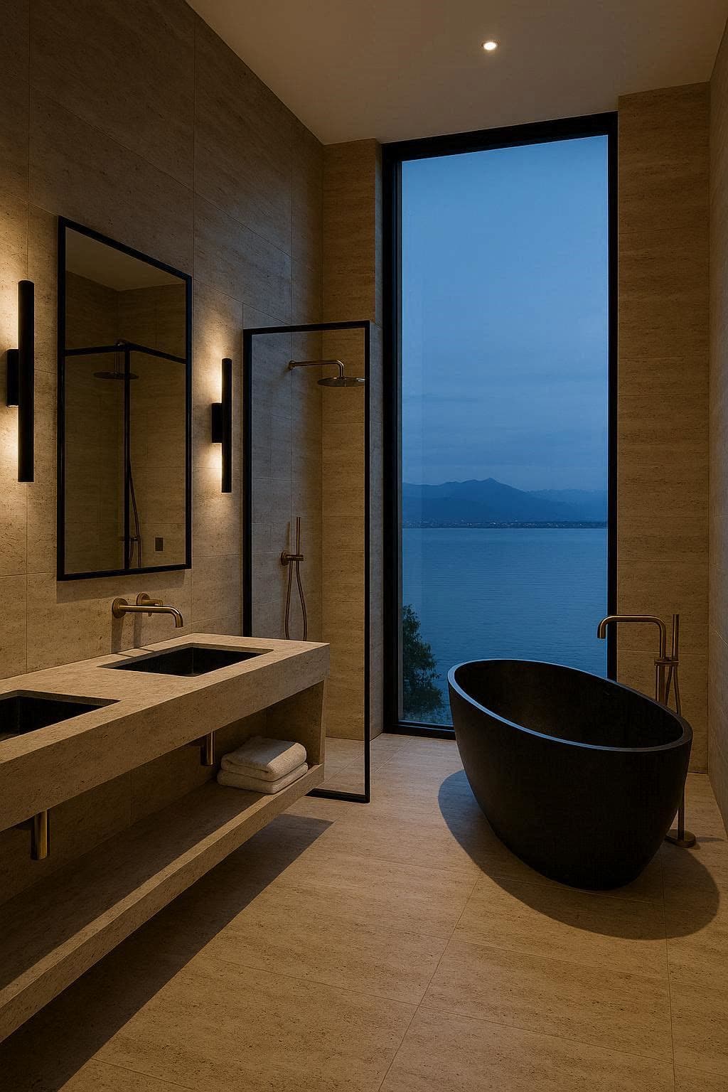 Salle de bains, marbre Calacatta