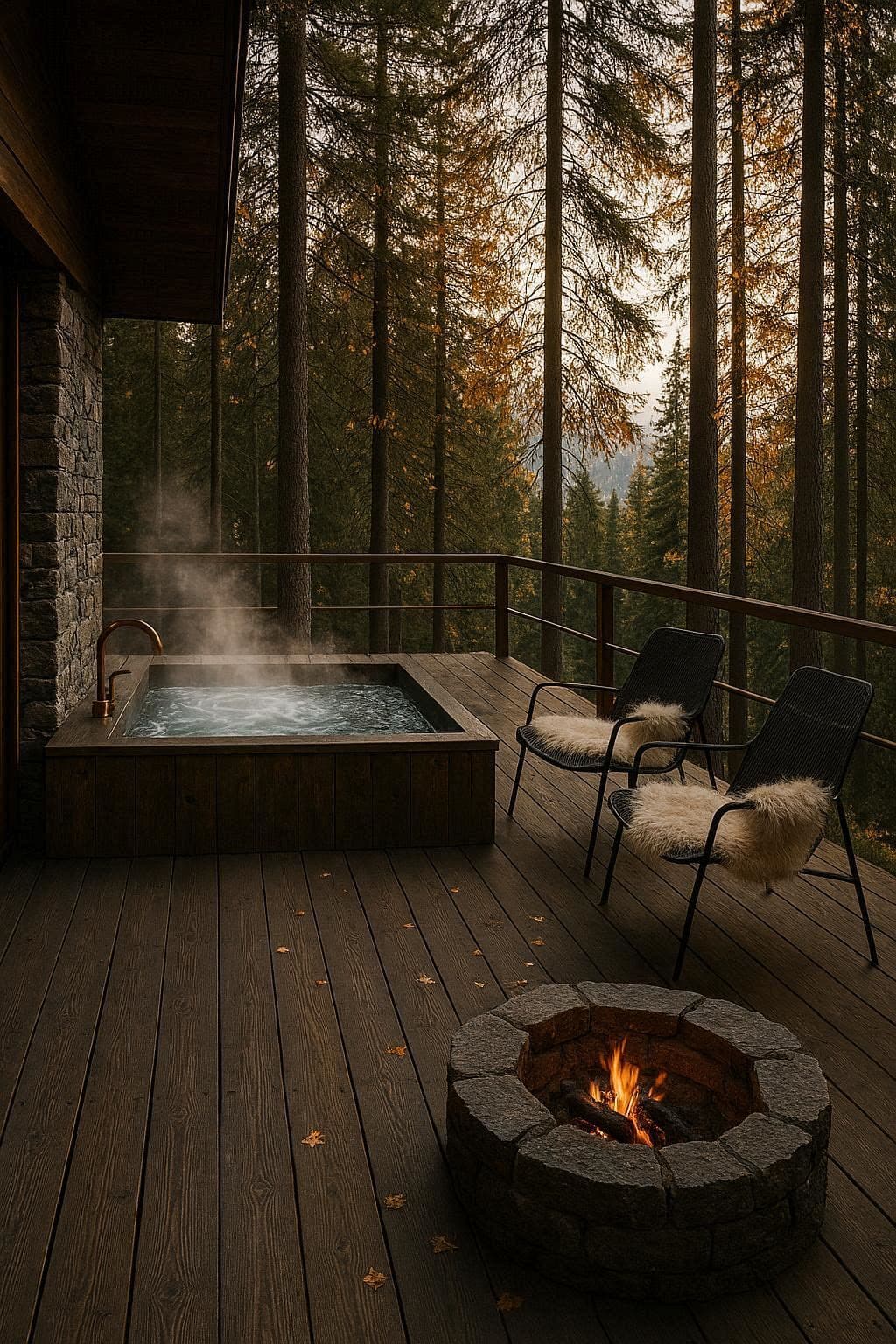 Terrasse, vue forêt