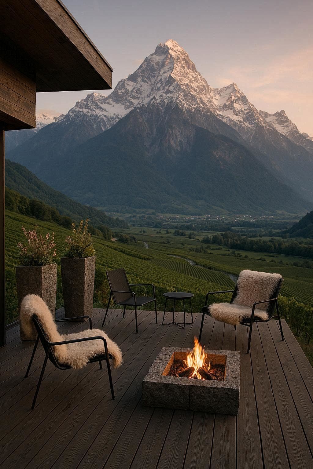 Terrasse, vue sur les vignes