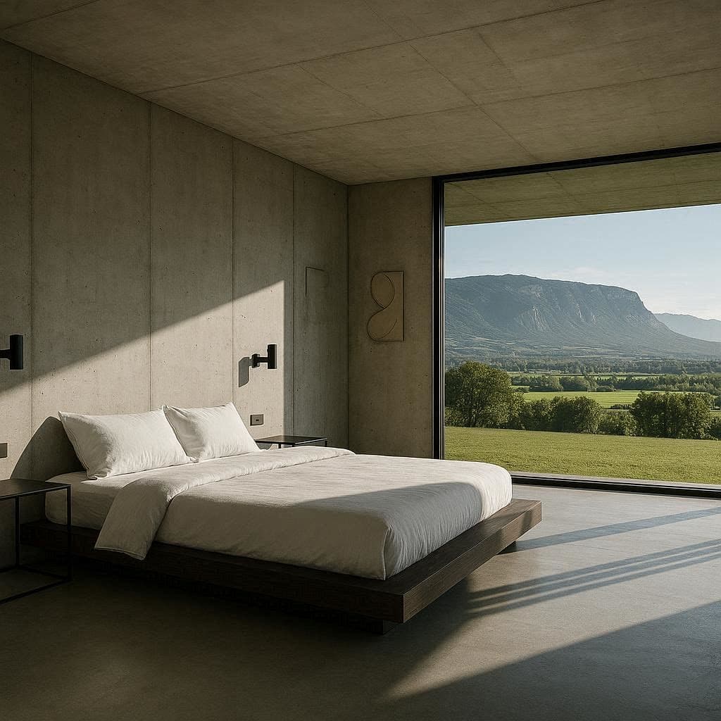 Chambre parentale, mur béton ciré